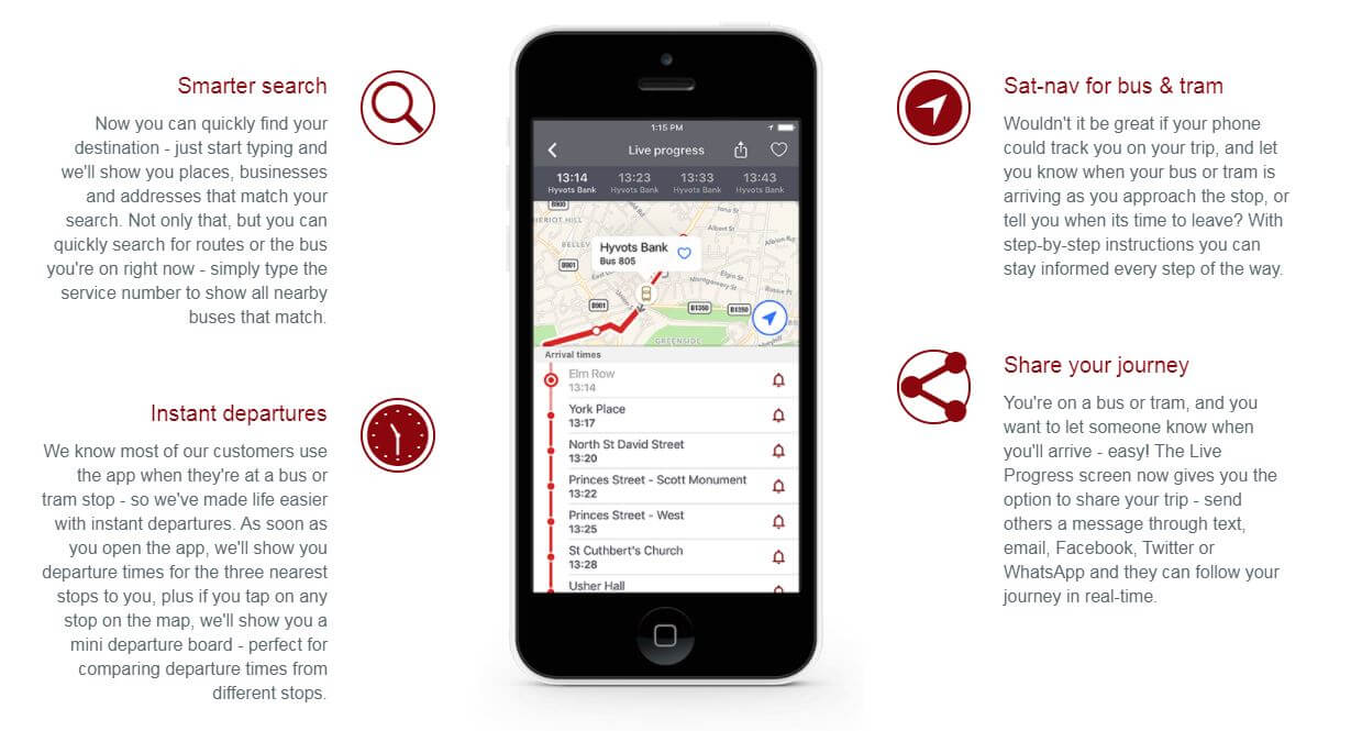 Transport for Edinburgh apps - bus tracker