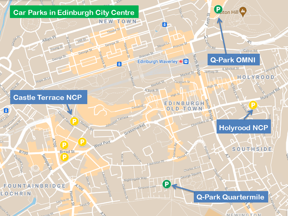 A map for multi-storey car parking in Edinburgh city centre