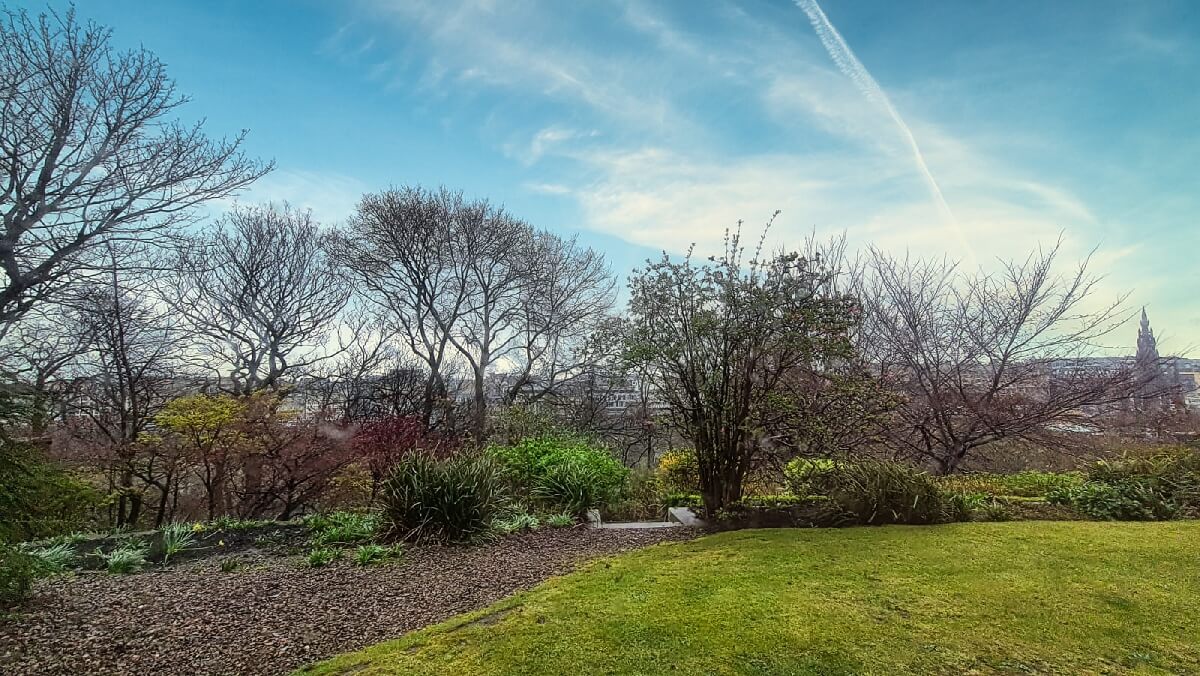 Wonderful view to the city center from Ramsay Garden in Edinburgh